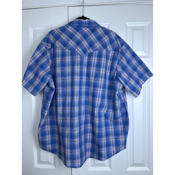 Wrangler Men's Blue & Red Plaid Short Sleeve Western Button-Down Shirt 2XL - Picture 4 of 9